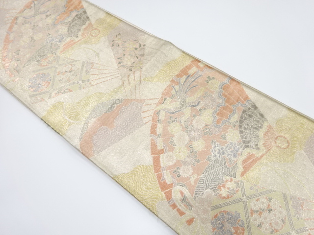 佐賀錦　檜扇に鳳凰・花模様織り出し袋帯